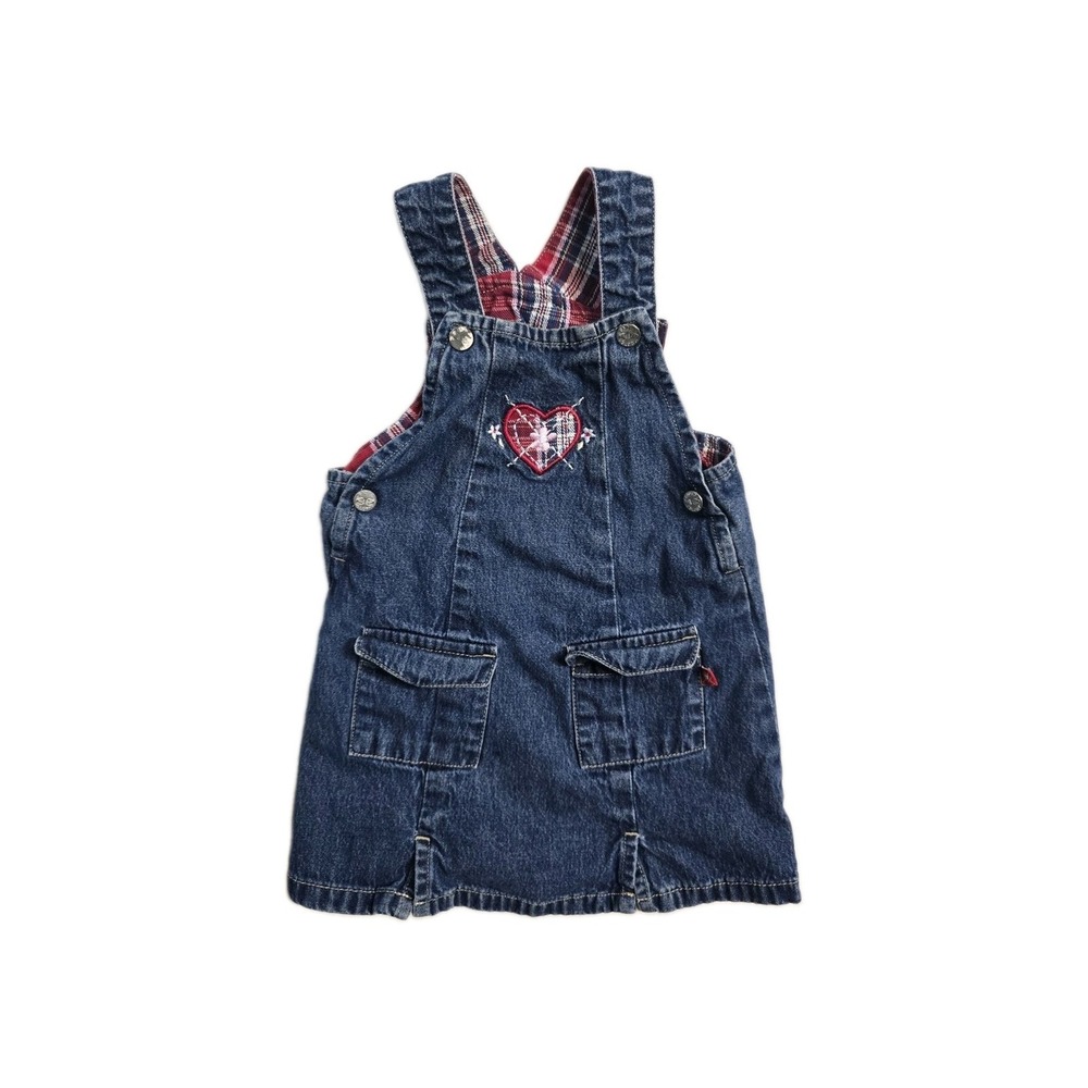 Vintage Faded Glory Baby Girls Romper 24 Months  Blue Denim Heart Y2K